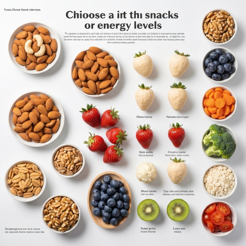 Different snack options with varying energy content